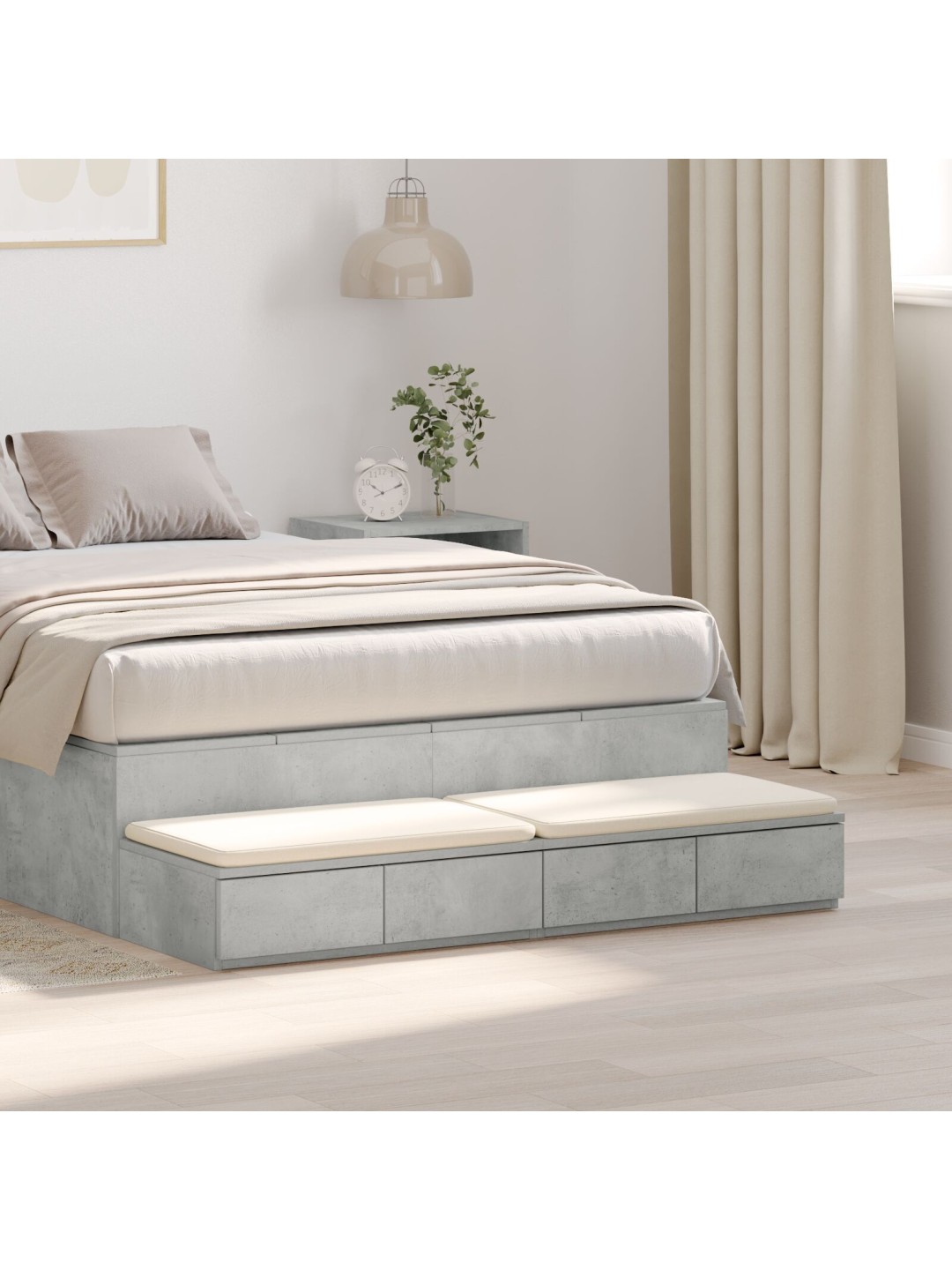 Yöpöytä betoni harmaa 120x36.5x16.5 cm