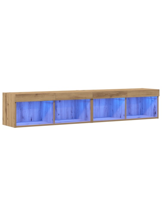 Tv seinäkaapit led-valoilla 2 kpl artisan tammi 80x30x30 cm