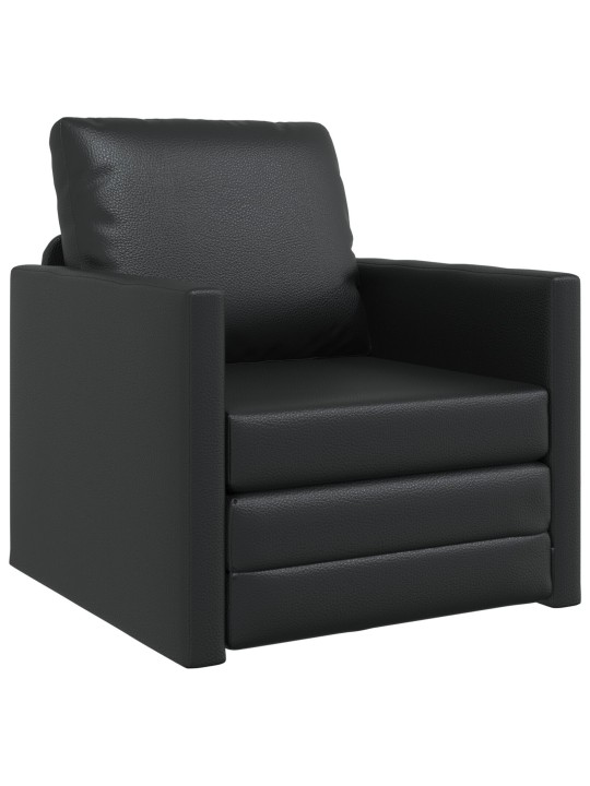 Floor sofa bed 2-in-1 musta 74x77x81 cm keinonahka