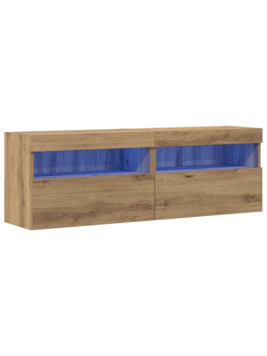 Tv-seinäkappelit led-valoilla 2 kpl artisan tammi 60x30x40 cm