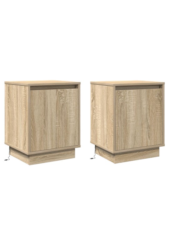 Yöpöydät led-valoilla 2 kpl sonoma tammi 39x34,5x50 cm