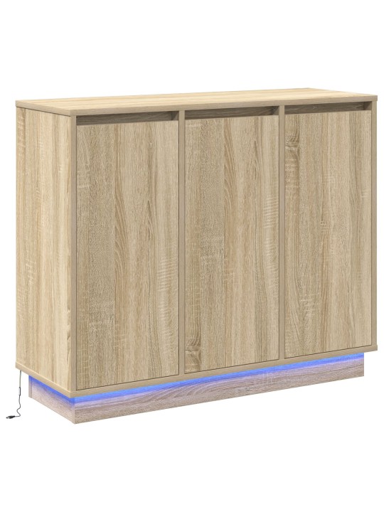 Sivupöytä led-valolla, sonoma tammi, 90x32x75 cm, teknisestä puusta
