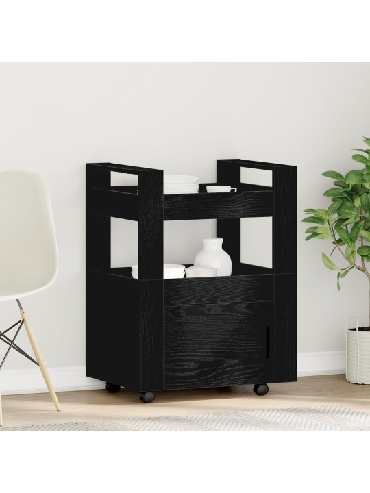 Keittiövaunu Musta Tammi 60x45x80 cm Tekninen Puu