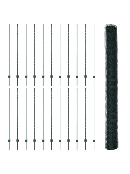 Aitapylväät 11 kpl u-kanava vihreä 160 cm teräs
