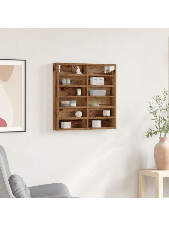Vitrine kaappi vanha puu 60x8,5x58 cm lujitettu puu
