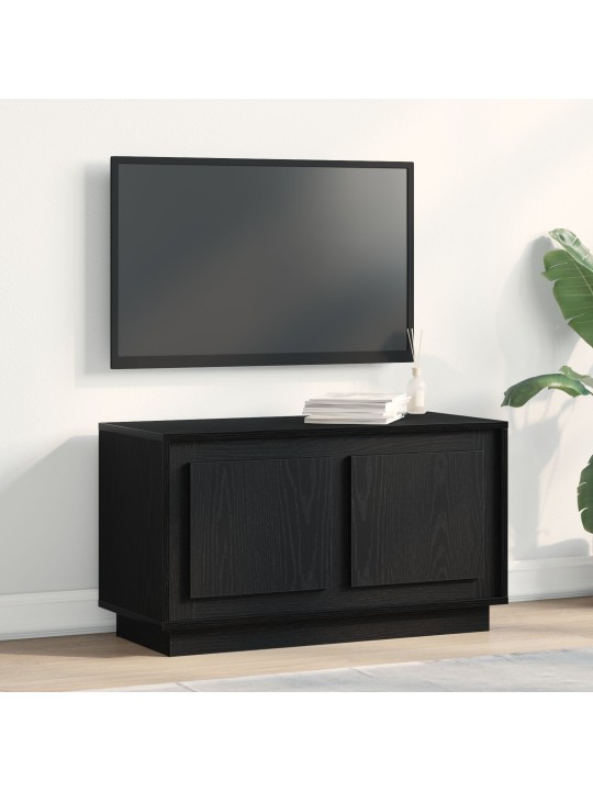 Tv-taso musta tammi 80x35x45 cm keinokuitu