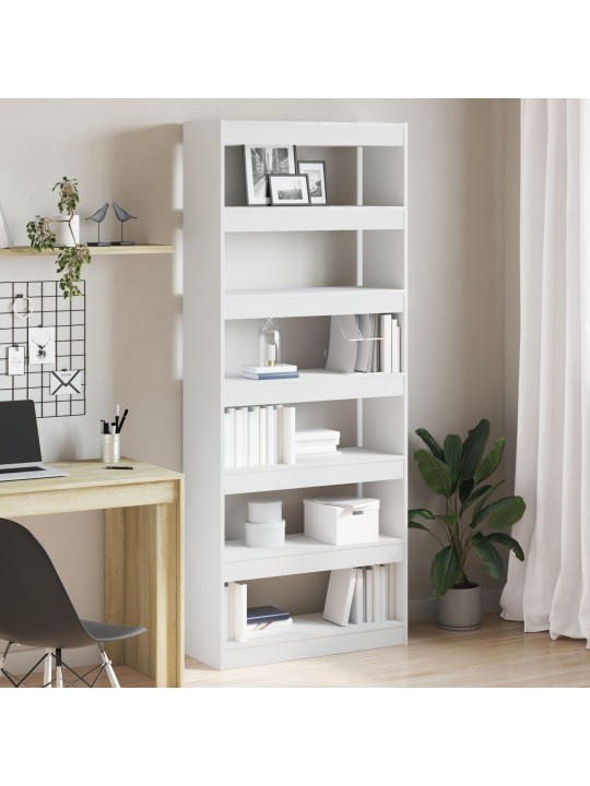 Valkoinen kirjahylly valkoinen mdf 80 x 30 x 198 cm säilytys