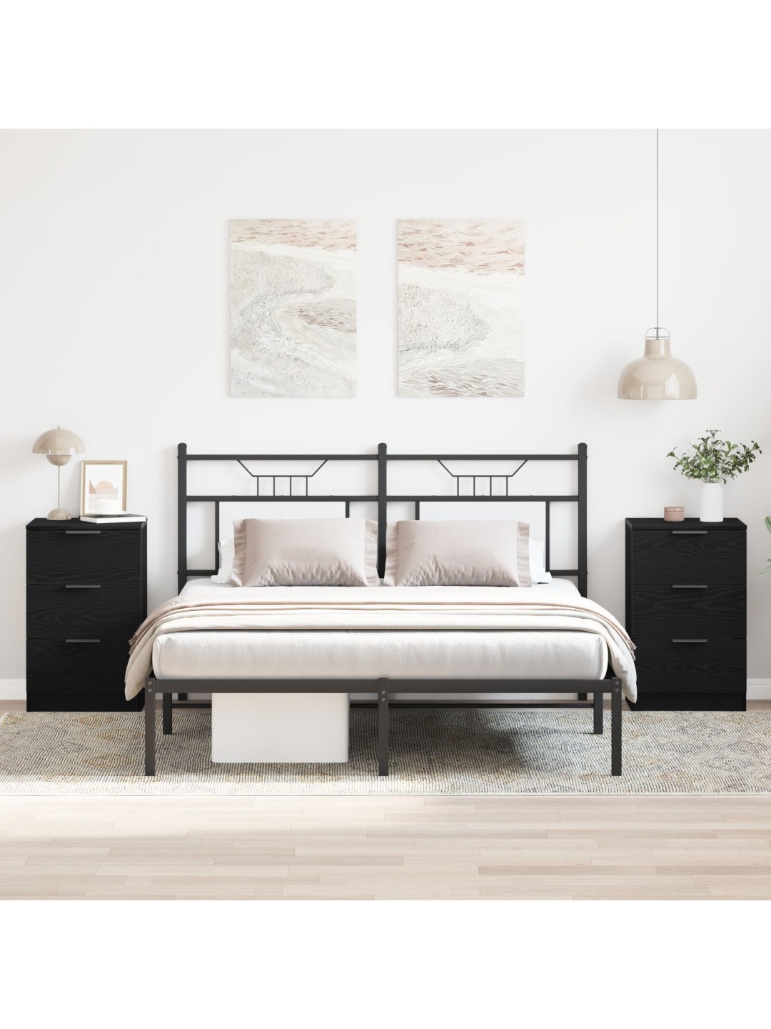 Yöpöydät 2 kpl musta tammi 40x65x65 cm teknistä puuta