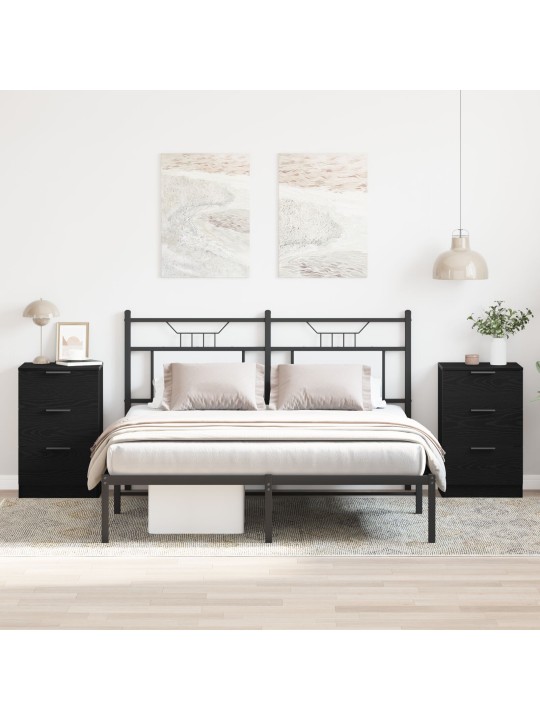 Yöpöydät 2 kpl musta tammi 40x65x65 cm teknistä puuta