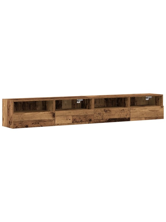 Tv-seinätelineet 2 kpl vanha puu 100x30x30 cm tekninen puu