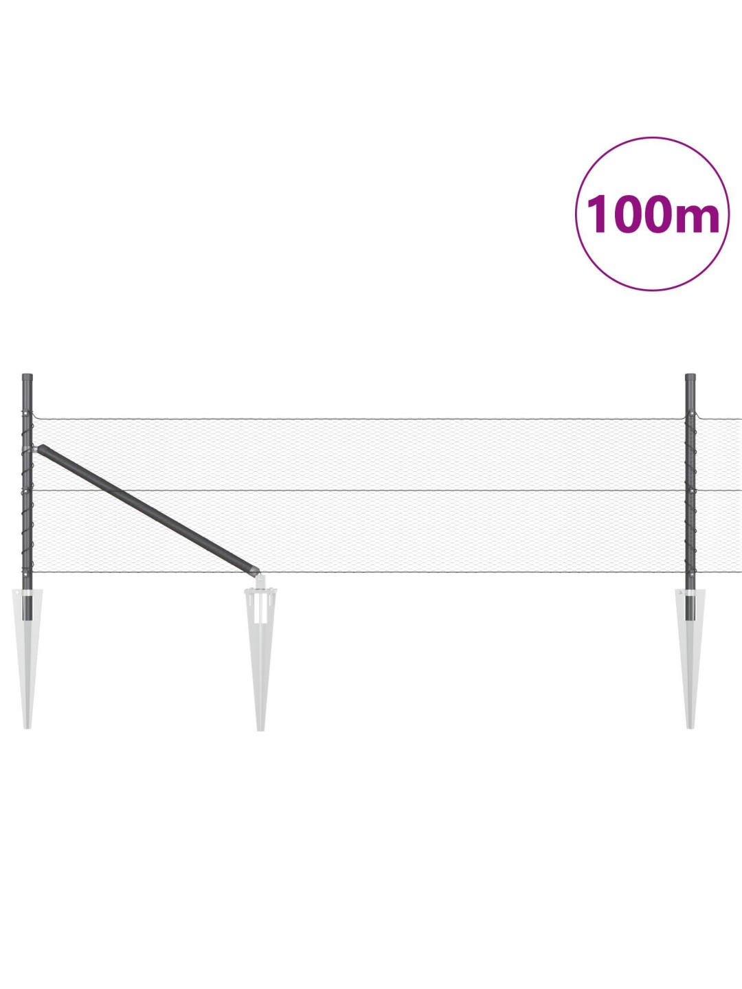 Kuusikulmainenaita harmaa 0.4x100 m terästä