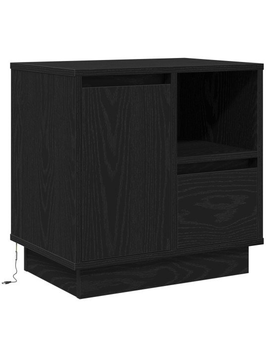 Yöpöytä led:llä musta tammi 50x34,5x50 cm