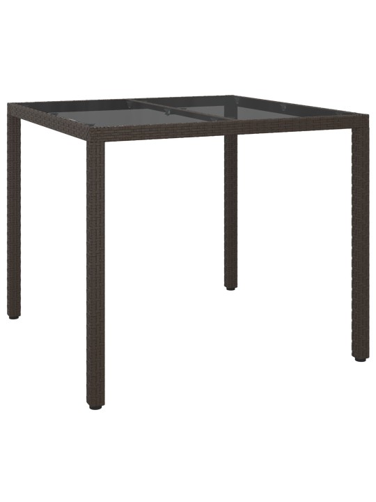Ulkoruokapöytä ruskea 90x90x75 cm polyrottinki