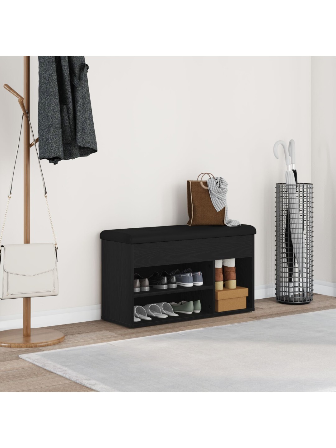 Säilytyspenkki musta tammi 80x30x45 cm tekokuitu