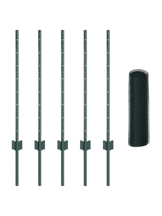 Aitatolpat 5 kpl u-kanava vihreä 80 cm teräs