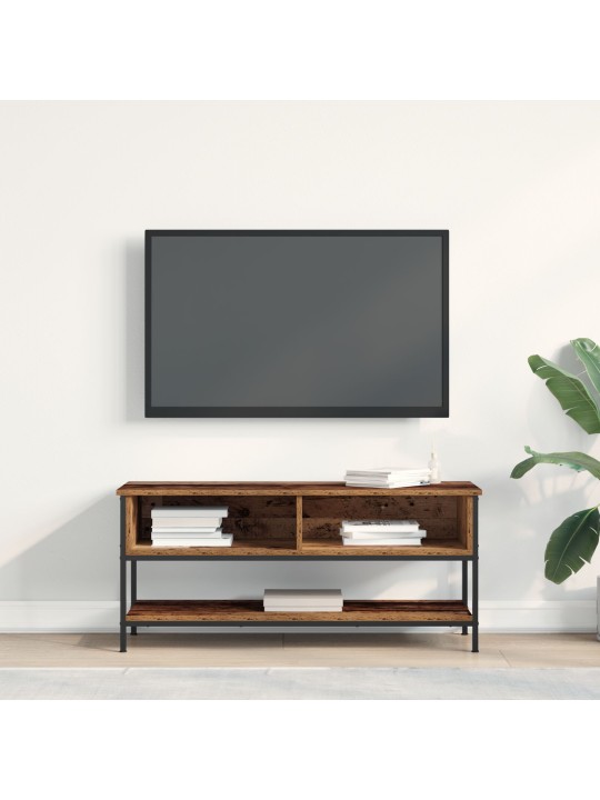 Tv-taso vanha puu 100x35x45 cm yhdistetty puu ja teräs