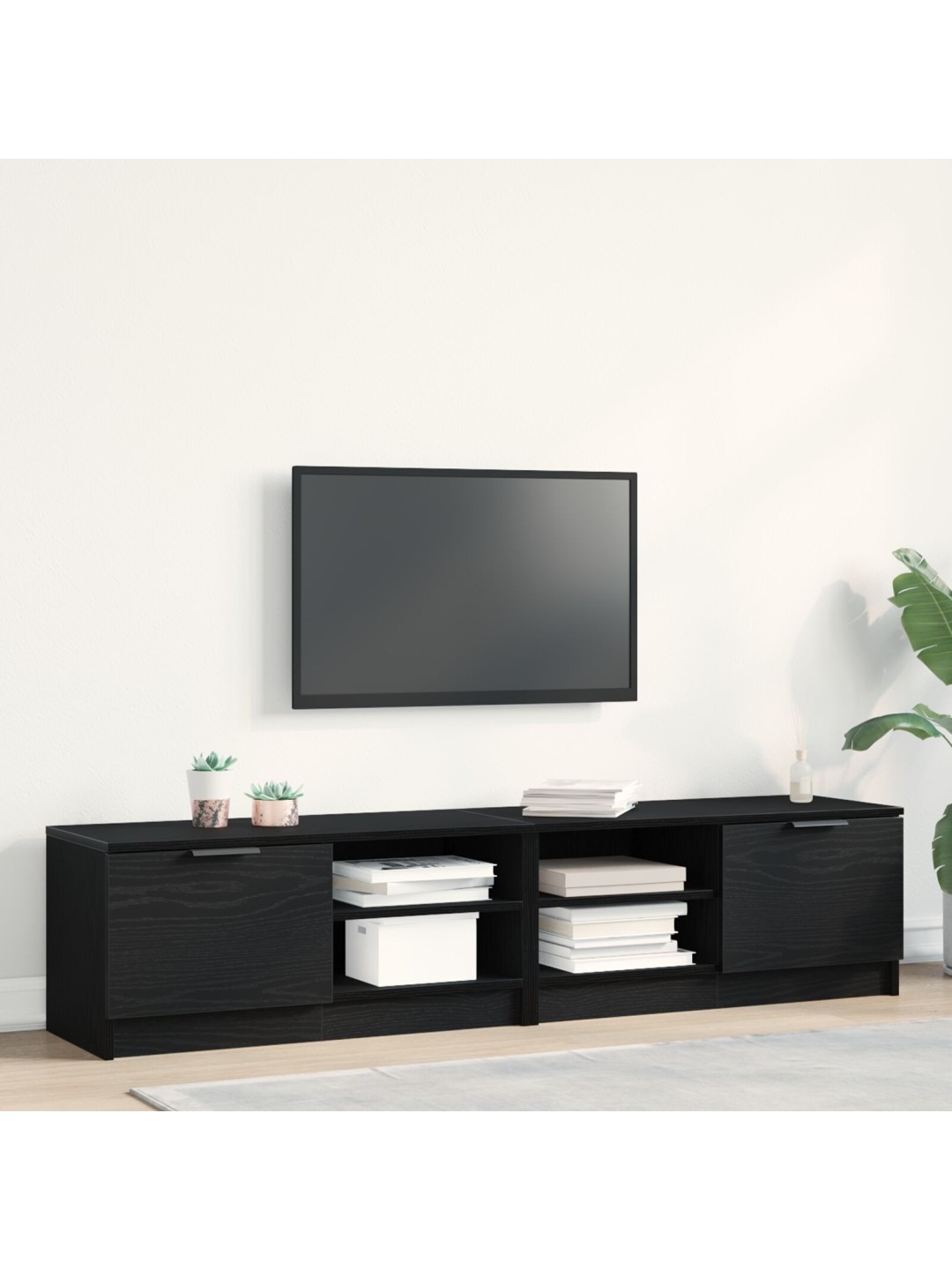 Tv-kaappi 2 kpl musta tammi 80x35x36,5 cm tekninen puu
