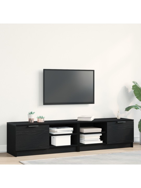Tv-kaappi 2 kpl musta tammi 80x35x36,5 cm tekninen puu