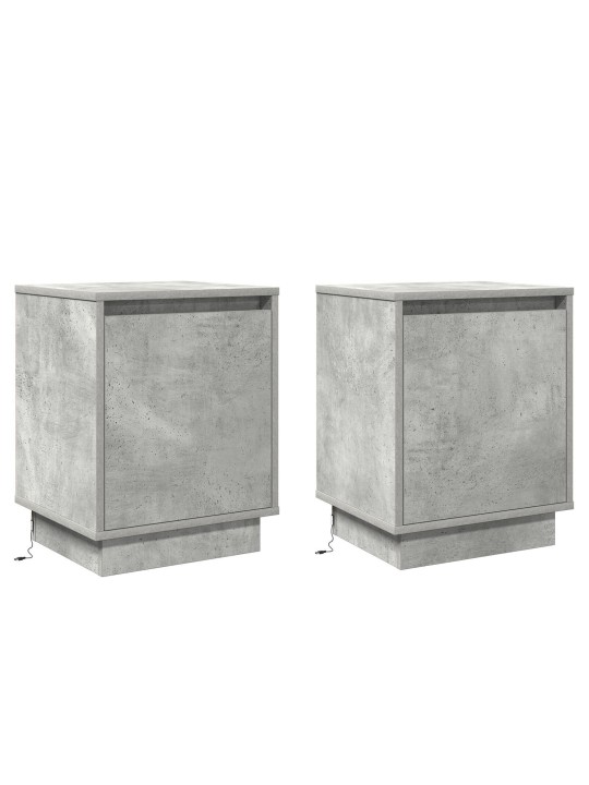 Yöpöydät led-valoilla 2 kpl betoni harmaa 39x34,5x50 cm