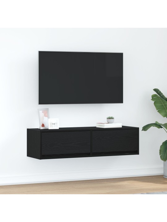 Tv kaappi musta tammi 100x31x25,5 cm tekninen puu