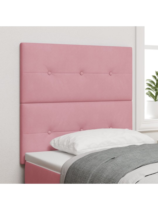 Sängynpääty nappituettu pinkki 90 cm sametti