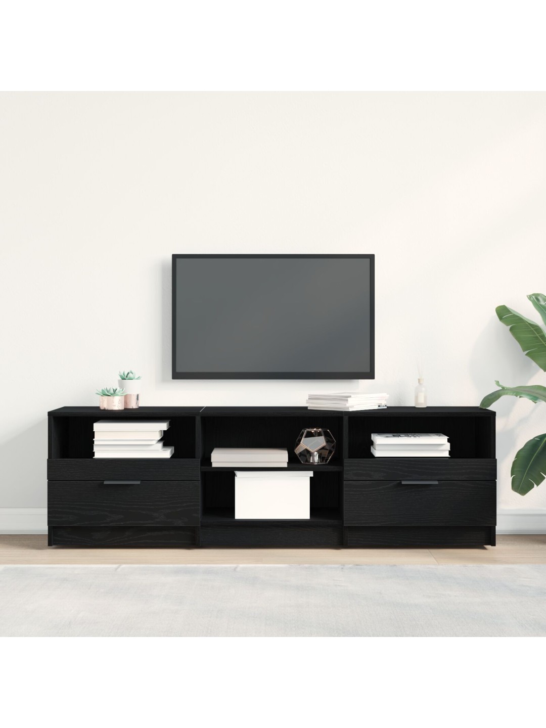 Tv-taso musta tammi 150x33,5x45 cm tekninen puu
