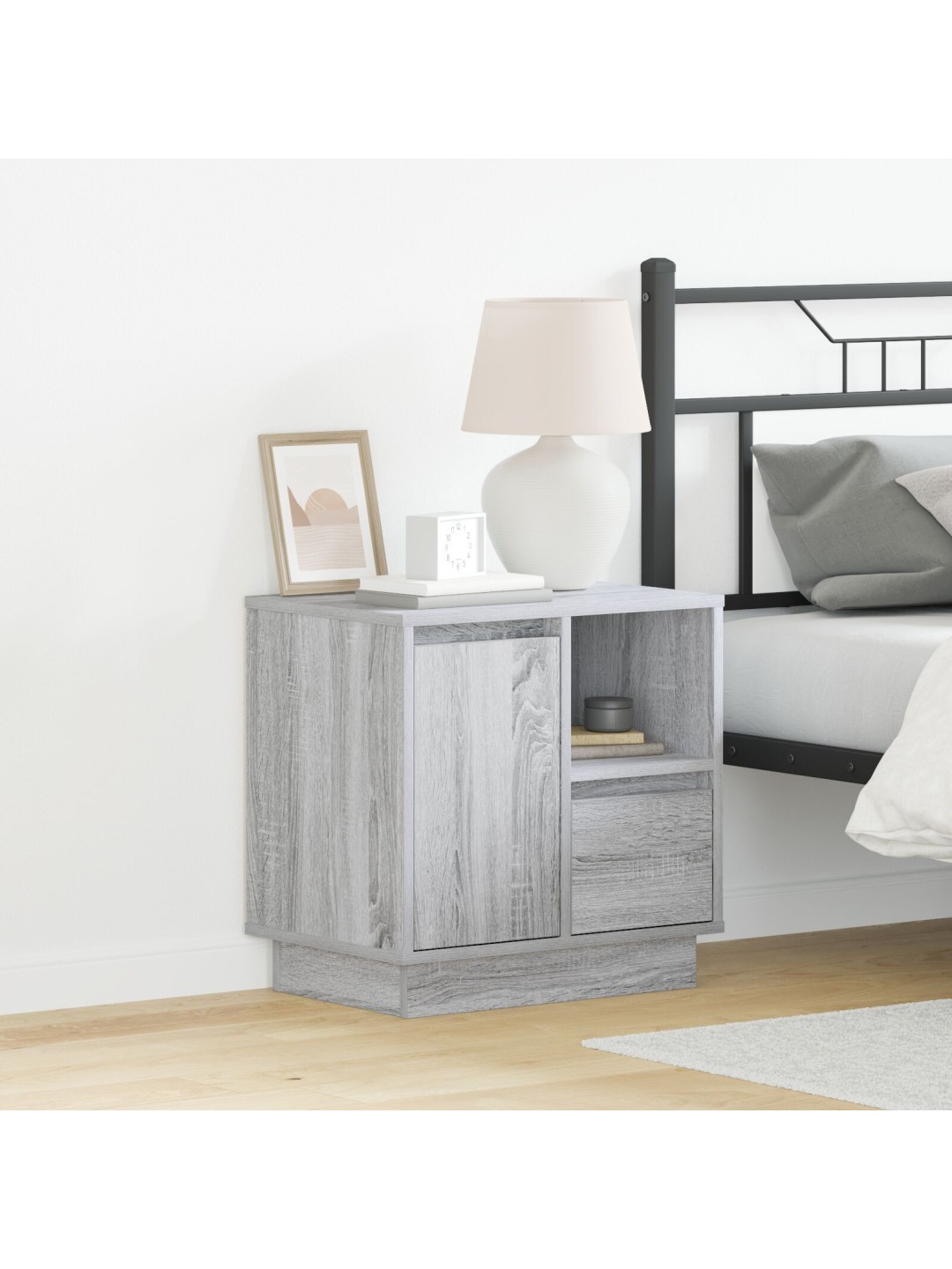 Yöpöydät led-valolla 2 kpl harmaa sonoma 50x34,5x50 cm