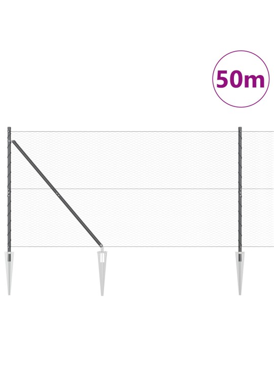 Kuusikulma aita harmaa 1.2x50 m teräs