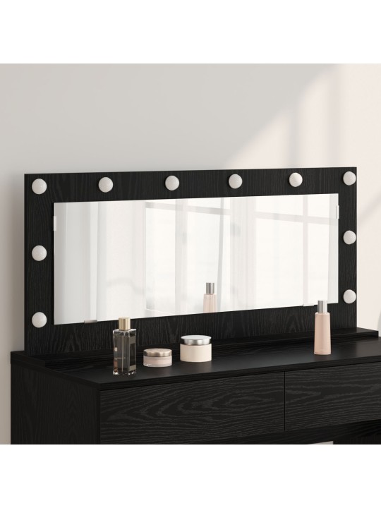 Meikkipeili led-valoilla musta tammi 100x45x18 cm