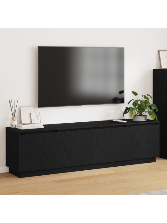 Tv-taso ledillä musta tammi 180x38x49 cm tekninen puu