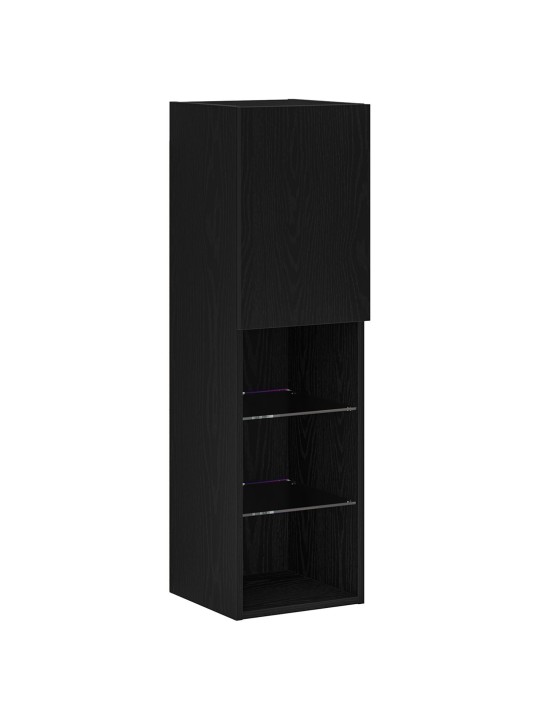 Led tv kaappi musta tammi 30,5x30x102 cm tekninen puu