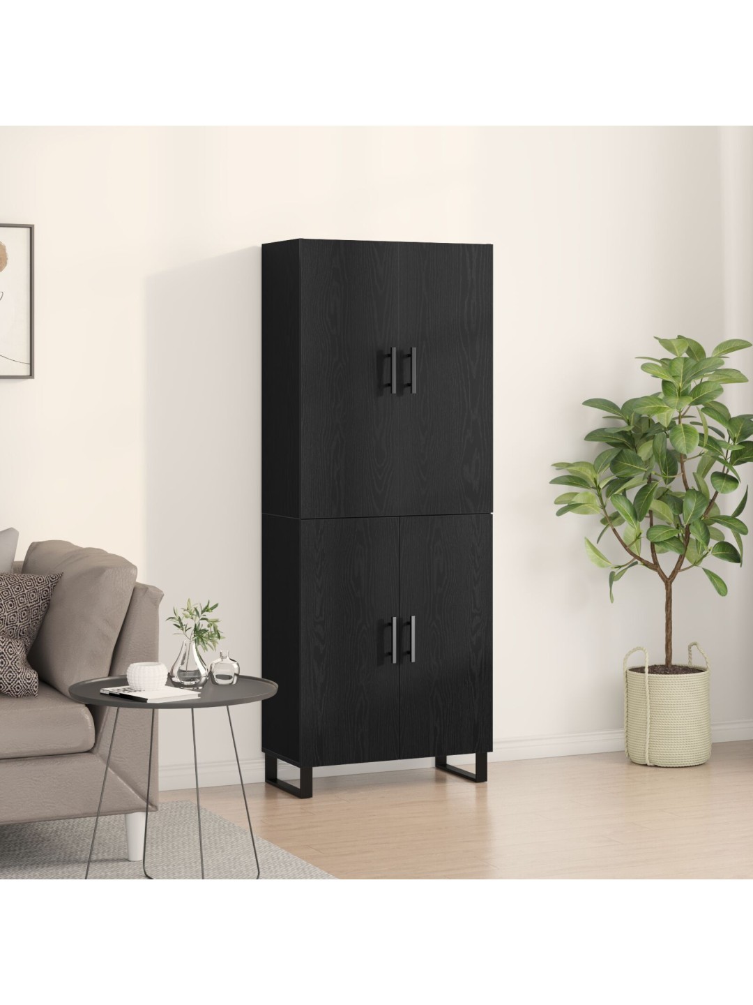 Kaapit 2 kpl musta tammi 69,5x34x180 cm tekninen puu