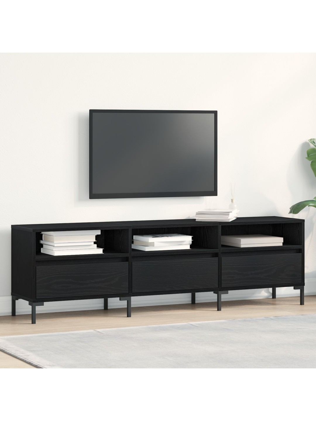 Tv kaappi musta tammi 150x30x44,5 cm tekninen puu