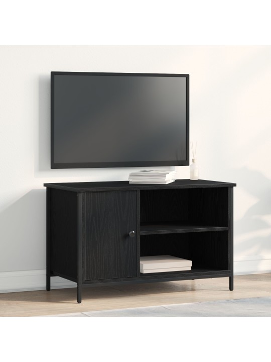 Tv-taso musta tammi 80x40x50 cm tekninen puu ja teräs