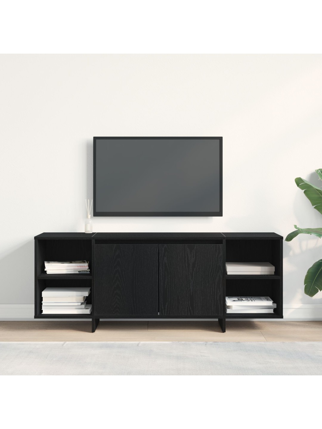 Tv-taso - musta tammi - 120x30x40.5 cm - valmistettu teknisestä puusta