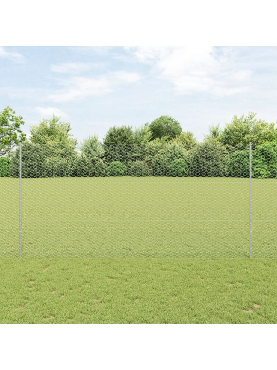 Kuusikulmainen aitasetti 2 kpl galvanoitu teräs 25 x 1.5 m