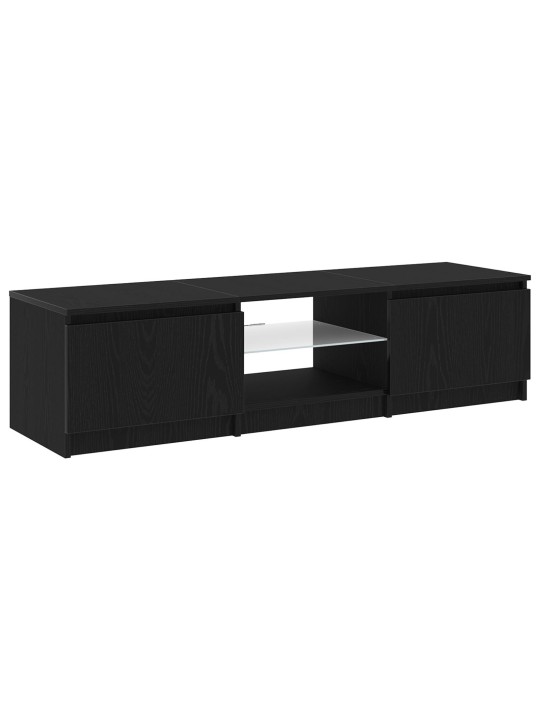Tv-taso led-valoilla, musta tammi, 140x40x35,5 cm, tekninen puu