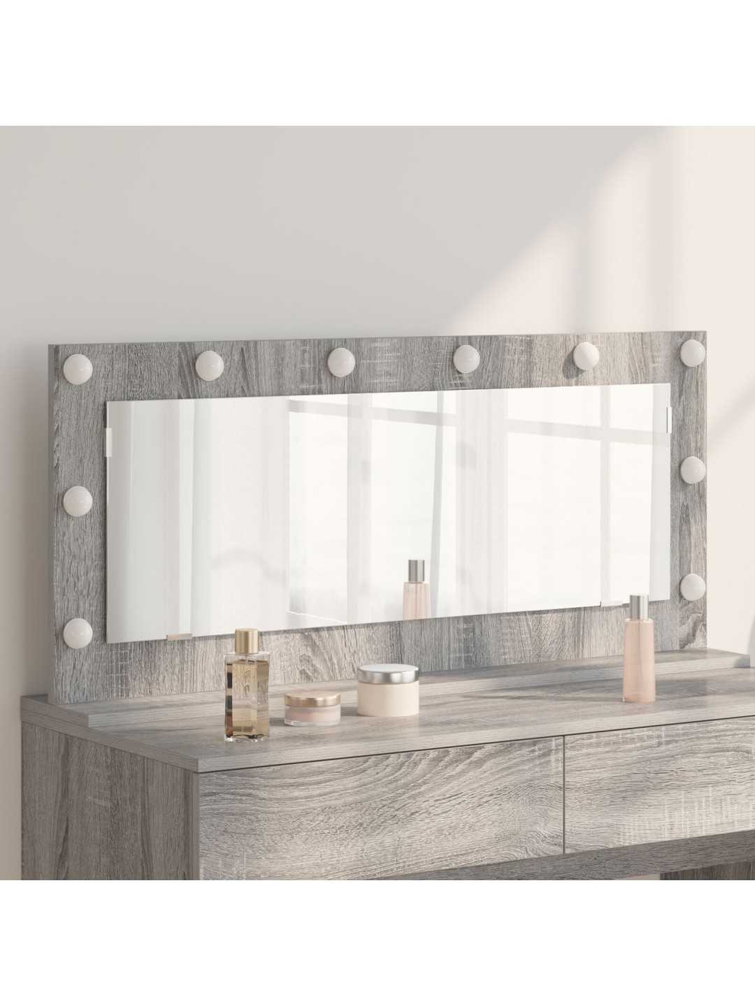 Meikkipeili led-valoilla harmaa sonoma 100x45x18 cm