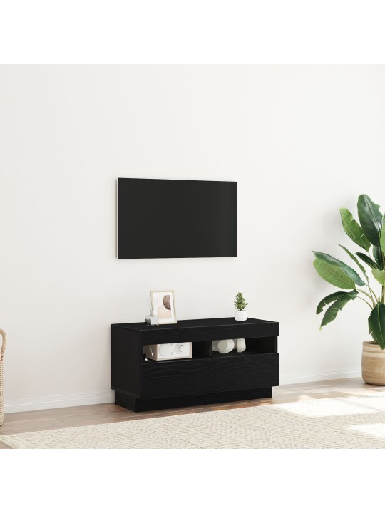 Tv-taso led-valoilla, musta tammi, 100x35x40 cm, teknistä puuta