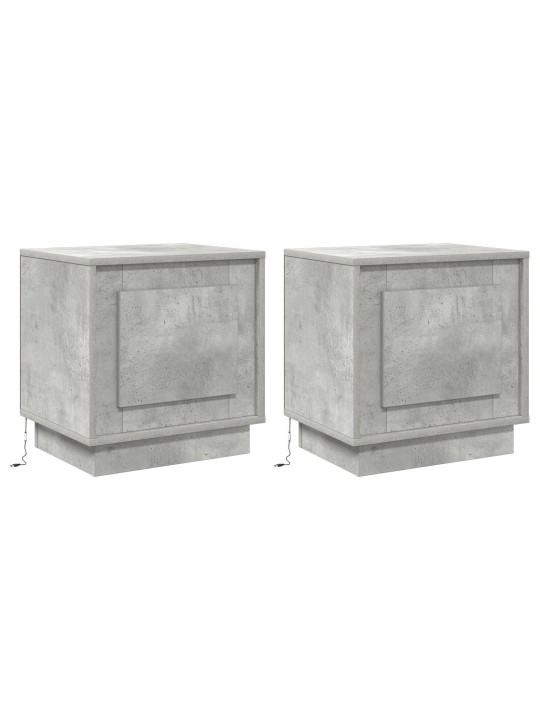 Yöpöydät led-valoilla 2 kpl betoni harmaa 44x34,5x45 cm