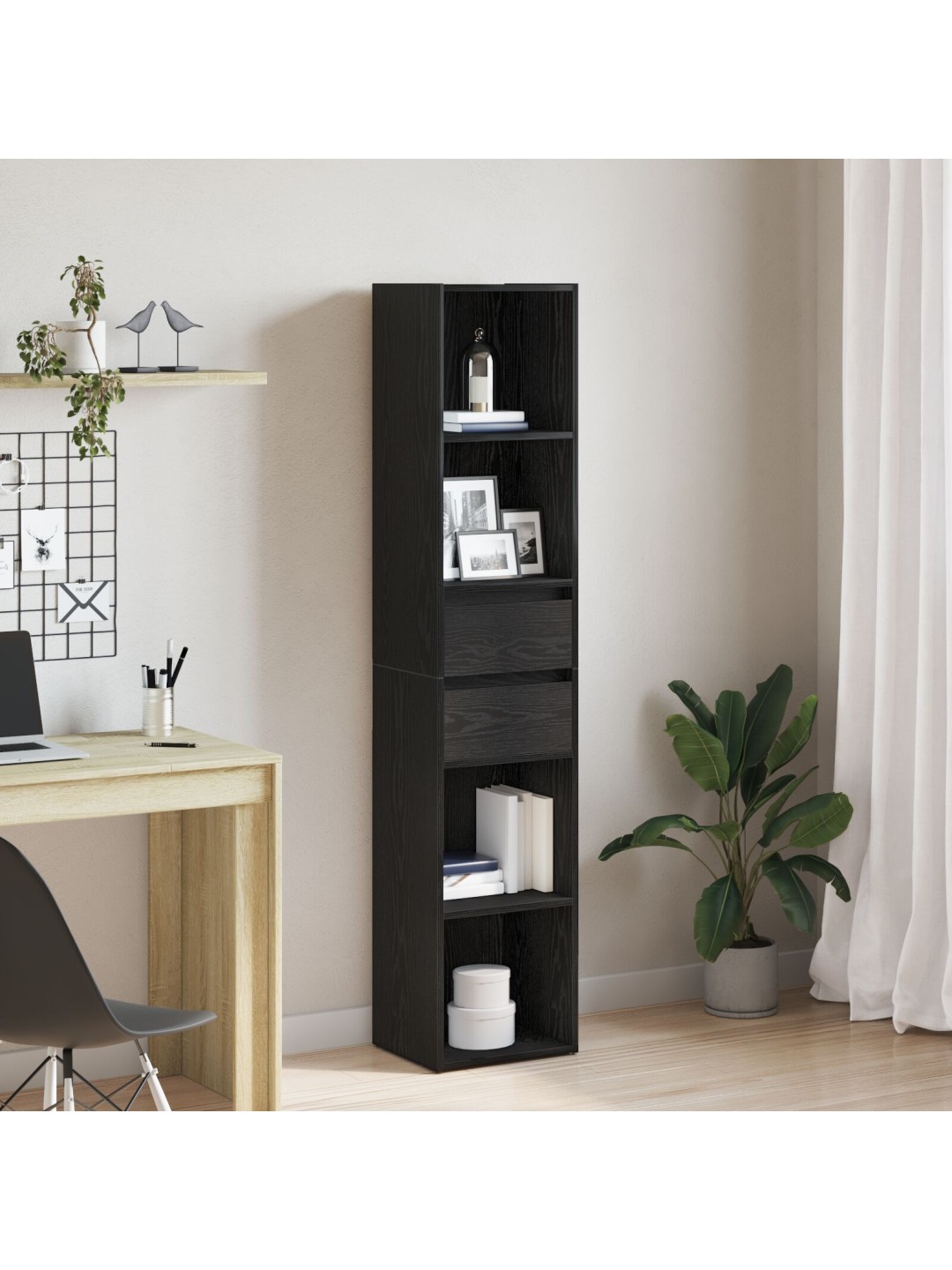 Kirjahylly modulaarinen musta tammi 36x30x171 cm tekninen puu