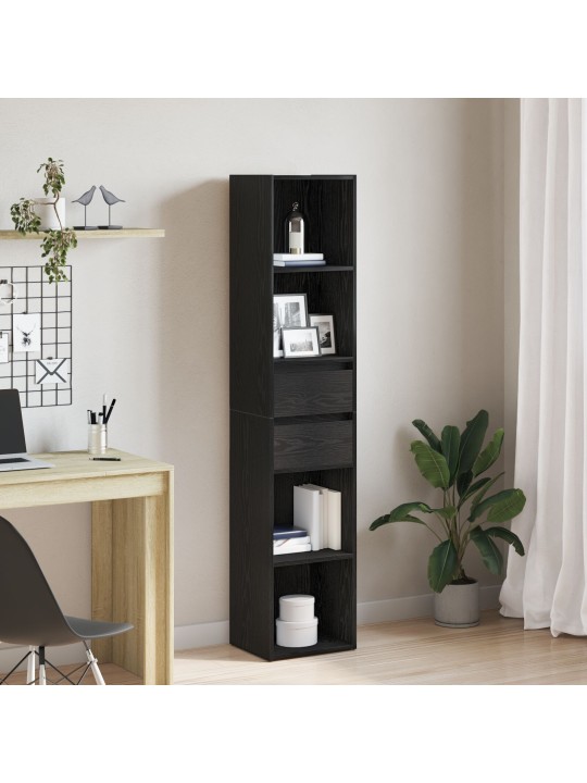 Kirjahylly modulaarinen musta tammi 36x30x171 cm tekninen puu