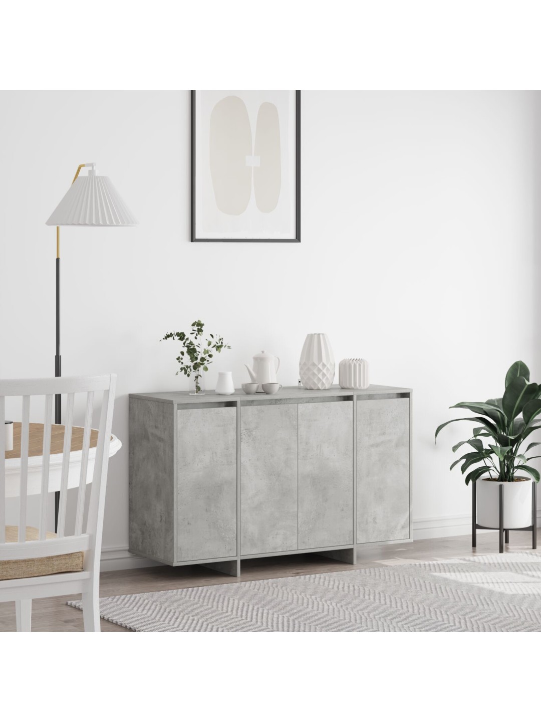 Betoniharmaa sivupöytä betoniharmaa tekninen puu 120 x 41 x 75 cm