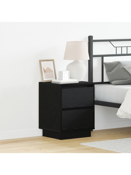 Yöpöydät led-valoilla 2 kpl musta 39x34.5x50 cm