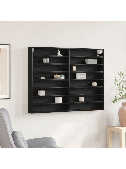Vitrine kaappi musta tammi 100x8,5x75 cm tekninen puu