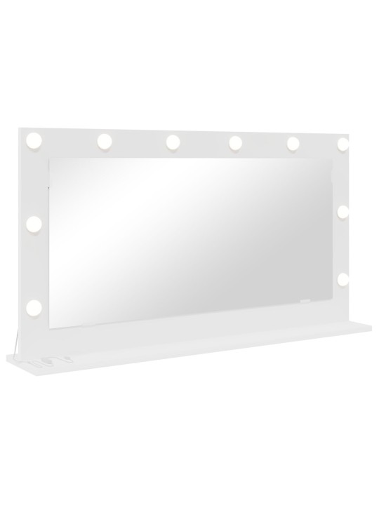 Meikkipöydän peili led-valoilla valkoinen 100x55x18 cm