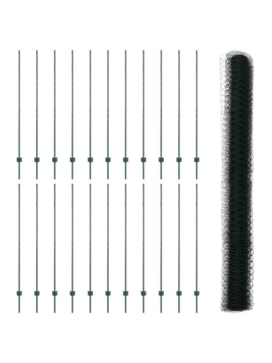 Aitapylväät 11 kpl u-kanava vihreä 150 cm teräs