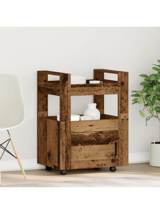 Keittiövaunu Vanha Puu 60x45x80 cm Tekninen Puu