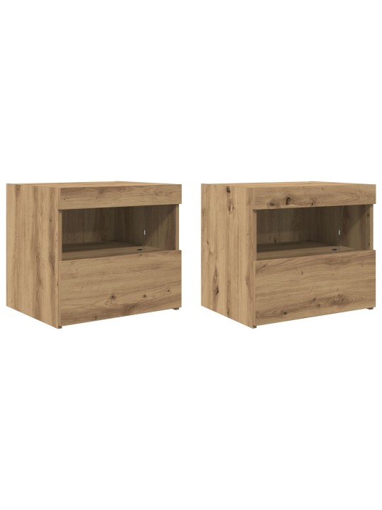 Yöpöydät led-valoilla 2 kpl artisan tammi 50x40x45 cm
