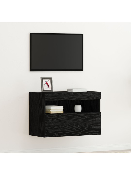 Tv seinäkaappi led-valoilla musta tammi 60x30x40 cm